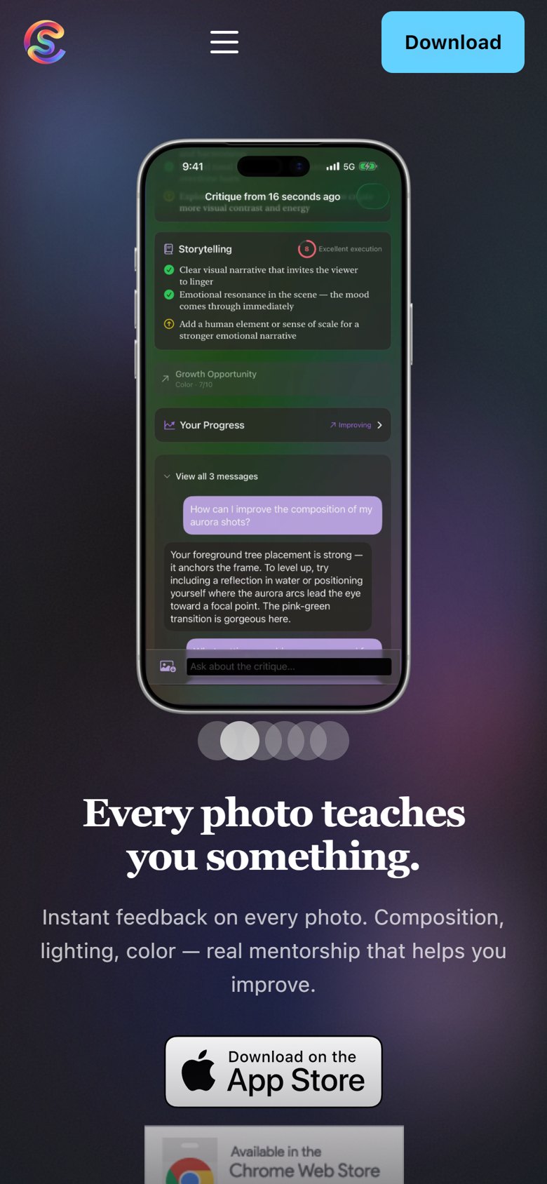 The website on a phone