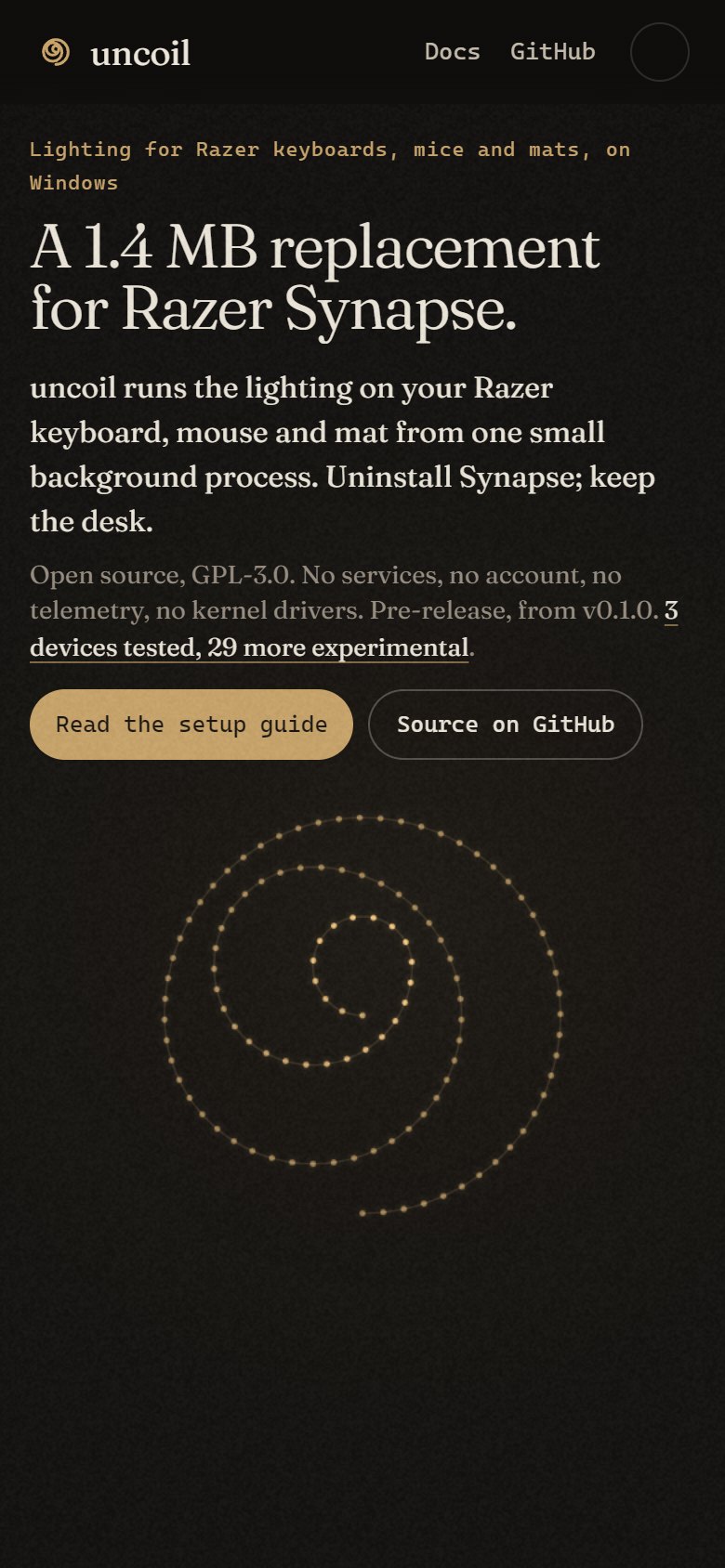 The website on a phone
